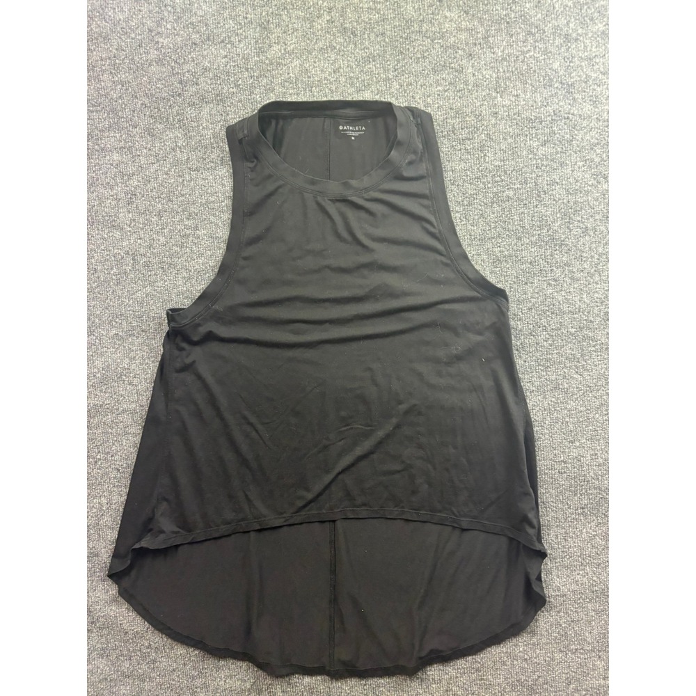 Athleta Essence Tank Top Womens Medium Black High Low Racerback Activewear